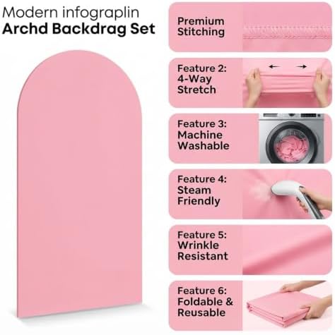 Pink Arch Backdrop Cover Set, 7ft&6ft in 7.2FT/6FT in Pink, alternate view 2