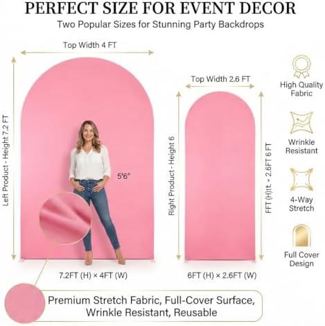 Pink Arch Backdrop Cover Set, 7ft&6ft in 7.2FT/6FT in Pink, alternate view 4