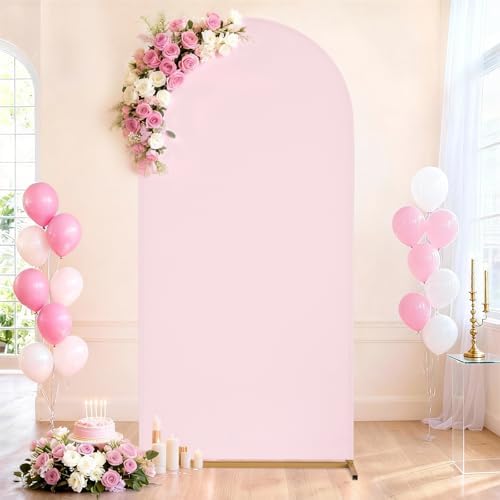 Pink Arch Backdrop Cover Spandex Fitted 5FT Pink Wedding Arch Covers in 2.2ftx5ft in Light Pink