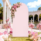 Pink Arch Backdrop Cover Spandex Fitted 5FT Pink Wedding Arch Covers in 2.2ftx5ft in Light Pink, alternate view 3