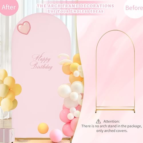 Pink Arch Backdrop Cover Spandex Fitted 5FT Pink Wedding Arch Covers in 2.2ftx5ft in Light Pink, alternate view 5