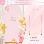 Pink Arch Backdrop Cover Spandex Fitted 5FT Pink Wedding Arch Covers in 2.2ftx5ft in Light Pink, alternate view 5