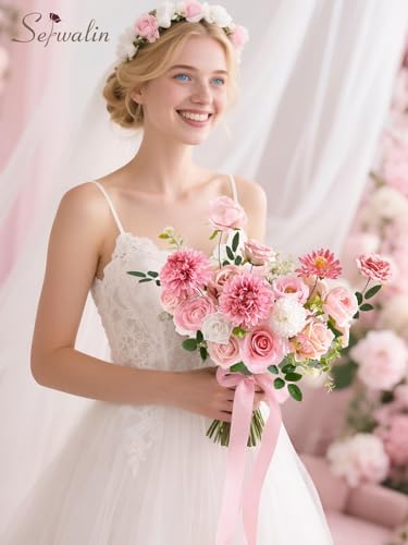 Pink Artificial Flowers, Roses Silk Flowers for Wedding Decor in Abby Pink, alternate view 3
