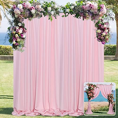 Pink Backdrop Curtain for Parties, Photography Backdrop, 5ft x 7ft, 2 PCS in 5ft x 7ft (2 Panels) in Baby Pink