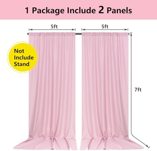 Pink Backdrop Curtain for Parties, Photography Backdrop, 5ft x 7ft, 2 PCS in 5ft x 7ft (2 Panels) in Baby Pink, alternate