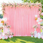 Pink Backdrop Curtain for Wedding Drapes for Backdrop 10x10ft in W5' x H10'(2 panels) in Pink