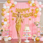 Pink Backdrop Curtain for Wedding Drapes for Backdrop 10x10ft in W5' x H10'(2 panels) in Pink, alternate view 3