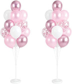 Pink Balloon Column Stand Kit with Base&Pole for Floor&Table Party Decor in 2 Count (Pack of 1) in Metallic
