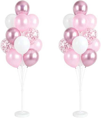 Pink Balloon Column Stand Kit with Base&Pole for Floor&Table Party Decor in 2 Count (Pack of 1) in Metallic