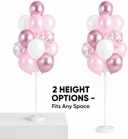 Pink Balloon Column Stand Kit with Base&Pole for Floor&Table Party Decor in 2 Count (Pack of 1) in Metallic, alternate view 3