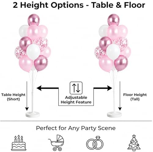 Pink Balloon Column Stand Kit with Base&Pole for Floor&Table Party Decor in 2 Count (Pack of 1) in Metallic, alternate view 4