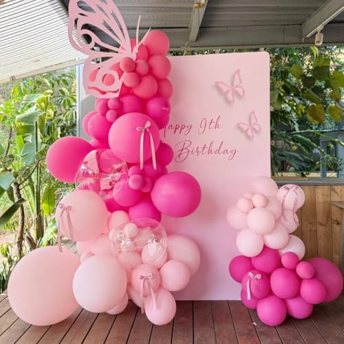 Pink Balloon Garland Arch Kit, 155 Pcs Different Shades of Pink Balloons for Girls Women Princess Birthday, alternate view 6