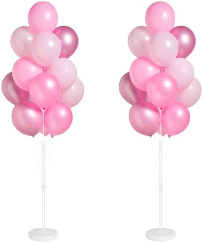 Pink Balloon Stand Kit Set of 2 for Table or Floor Girls Party Decor in 10 inches in Pinkpink