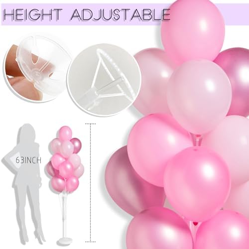 Pink Balloon Stand Kit Set of 2 for Table or Floor Girls Party Decor in 10 inches in Pinkpink, alternate view 4