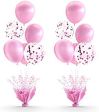 Pink Balloon Table Centerpiece Kit, 2 Sets Pink Balloon Stands for Tables with Metallic Star Centerpieces