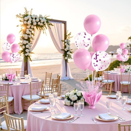 Pink Balloon Table Centerpiece Kit, 6 Sets Pink Balloon Stands for Tables with Metallic Star Centerpieces, alternate view 6