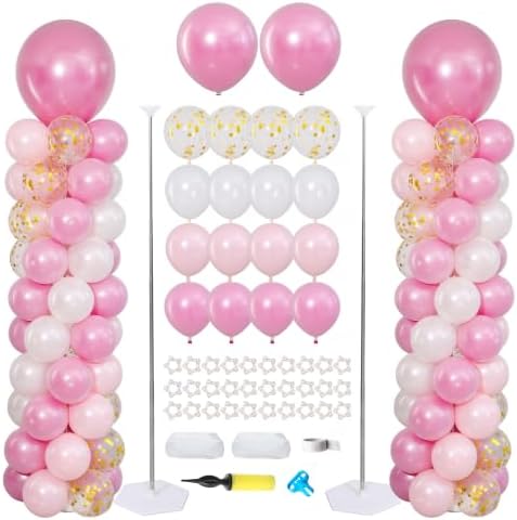 Pink Balloons Stand Column Kits Set of 2 Balloon Towers