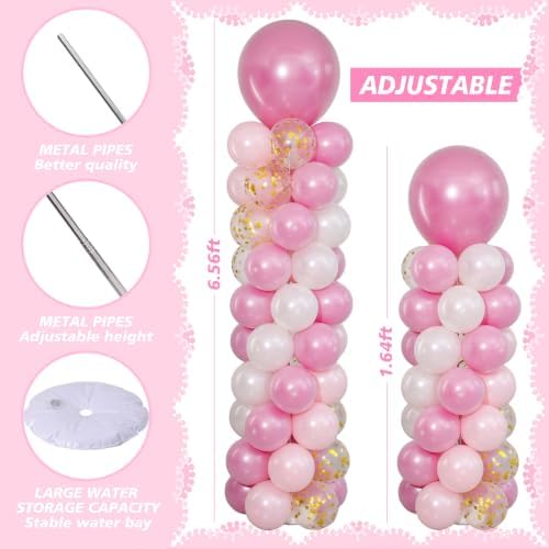 Pink Balloons Stand Column Kits Set of 2 Balloon Towers, alternate view 3