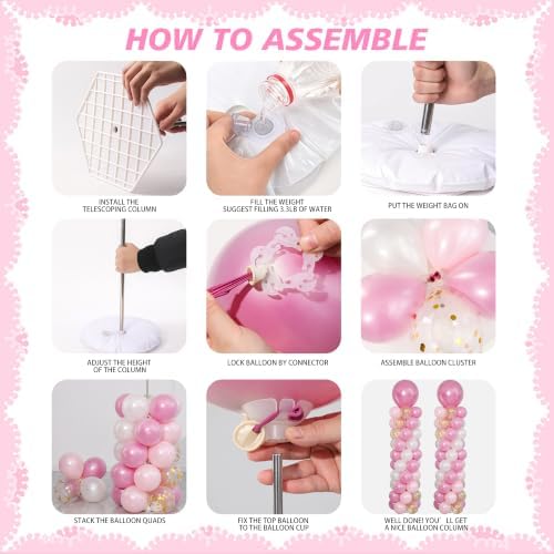 Pink Balloons Stand Column Kits Set of 2 Balloon Towers, alternate view 5