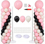 Pink Black Balloon Column Stand Set of 2 with Balloons