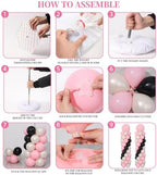 Pink Black Balloon Column Stand Set of 2 with Balloons, alternate view 5