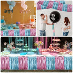 Pink Blue Fringe Garland Banner 30ft Wall Tinsel Foil Streamers in Pink Light Blue, alternate view 6