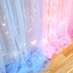 Pink Blue Sheer Tulle Backdrop Curtains with Lights String for Gender Reveal Baby Shower Decorations for Boy or, alternate