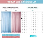 Pink Blue Sheer Tulle Backdrop Curtains with Lights String for Gender Reveal Baby Shower Decorations for Boy or, alternate