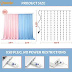 Pink&Blue Tulle Backdrop Curtains with Lights String for Party in Pink &Blue, alternate view 4