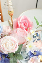 Pink Blush Blue Artificial Flowers Fake Roses Peonies and Greenery Combo Box Set for DIY Wedding Bouquets Bridal, alternate