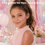 Pink Body Glitter Stick, Face Hair Glitter Makeup, Sparkling Mermaid Sequins Chunky Glitter Face Paint, Singer, alternate