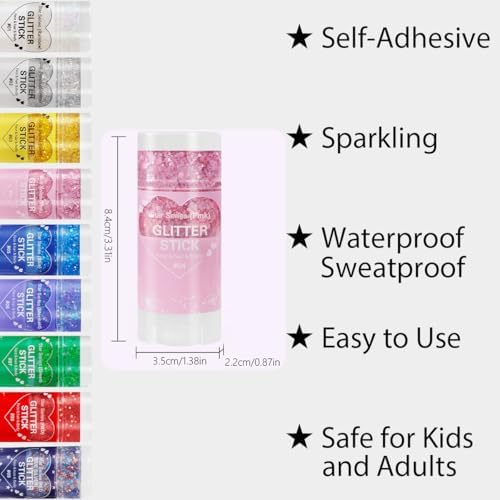 Pink Body Glitter Stick, Face Hair Glitter Makeup, Sparkling Mermaid Sequins Chunky Glitter Face Paint, Singer, alternate