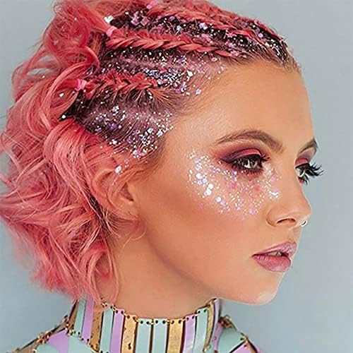 Pink Body Glitter Stick, Singer Concert Outfit Face Glitter Makeup, Festival Rave Pride Accessories, Hair, alternate view 5