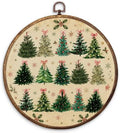 Pink Bow Christmas Tree Round Framed Wall Art 10"x10"