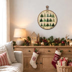 Pink Bow Christmas Tree Round Framed Wall Art 10"x10", alternate view 3