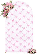 Pink Bows Arch Backdrop Cover 6 FT Birthday Party Balloon Floral Arch Covers Stretchy Backdrop for Wedding