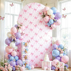 Pink Bows Arch Backdrop Cover 6 FT Birthday Party Balloon Floral Arch Covers Stretchy Backdrop for Wedding, alternate view 2