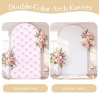 Pink Bows Arch Backdrop Cover 6 FT Birthday Party Balloon Floral Arch Covers Stretchy Backdrop for Wedding, alternate view 6