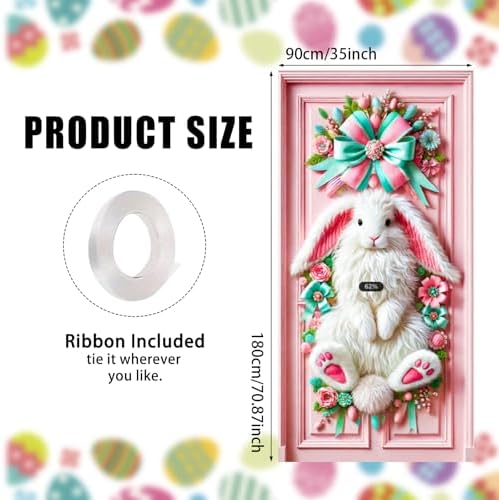 Pink Bunny Easter Door Cover 35x70 Inches Polyester in 35x70 Inches, alternate view 3