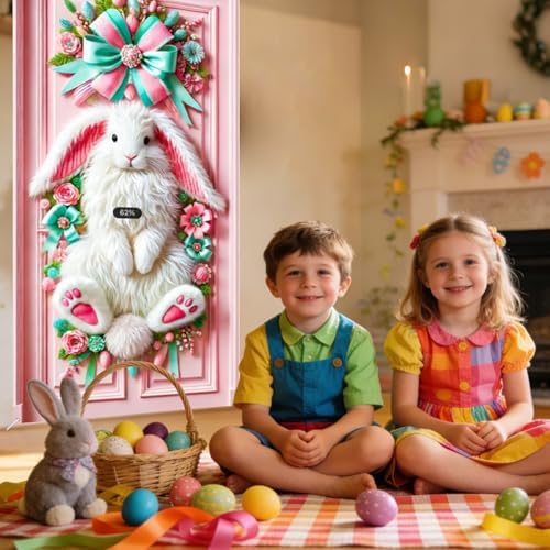 Pink Bunny Easter Door Cover 35x70 Inches Polyester in 35x70 Inches, alternate view 5