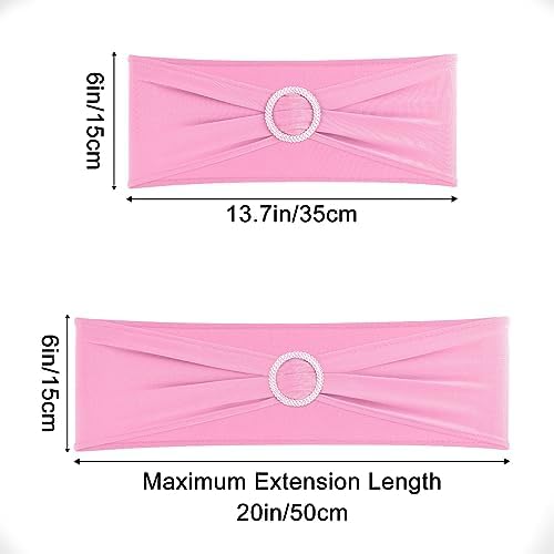 Pink Chair Sashes 50 Pack Spandex Stretch Chair Band Sashes with Buckles for Folding Chairs Wedding Party, alternate view 2