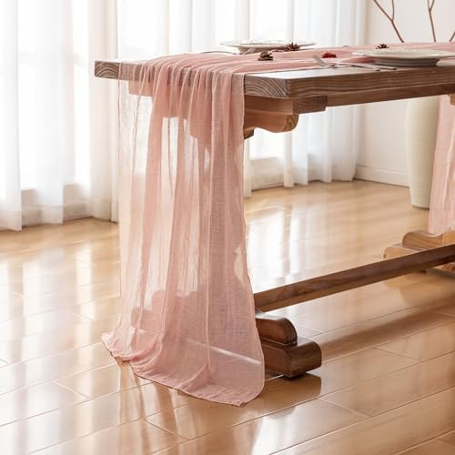 Pink Cheesecloth Table Runner 120 Inches Fall Party Home Decorations, alternate view 4