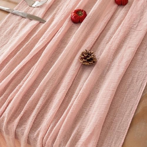Pink Cheesecloth Table Runner 120 Inches Fall Party Home Decorations, alternate view 5