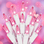 Pink Christmas Lights 100 Count 20 Feet Incandescent Bulb in Pink
