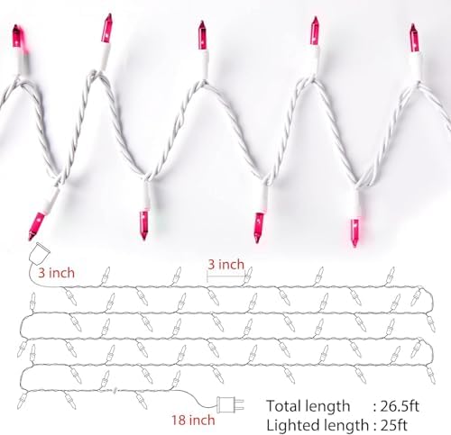 Pink Christmas Lights 100 Count 20 Feet Incandescent Bulb in Pink, alternate view 2