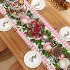 Pink Christmas Table Runner, Xmas Holiday Decorations for Home, alternate view 4
