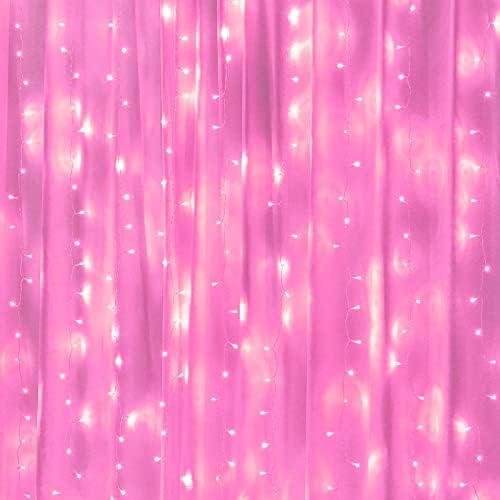 Pink Curtain Lights - 8 Modes LED Fairy String Lights for Windows, Ideal for Christmas, Valentine's Day, alternate view 3