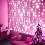 Pink Curtain Lights - 8 Modes LED Fairy String Lights for Windows, Ideal for Christmas, Valentine's Day, alternate view 4