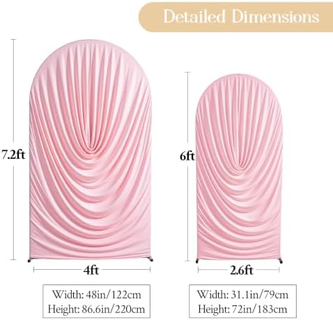 Pink Draped Arch Backdrop Covers 7.2 and 6 FT, Baby Pink Draped Arch Cover Stretchy Backdrop Set of 2 for, alternate view 5
