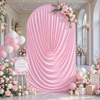 Pink Draped Arch Cover, 6.6FT Elegant Wedding Arch Backdrop Cover in 6.6FT in Pink, alternate view 2